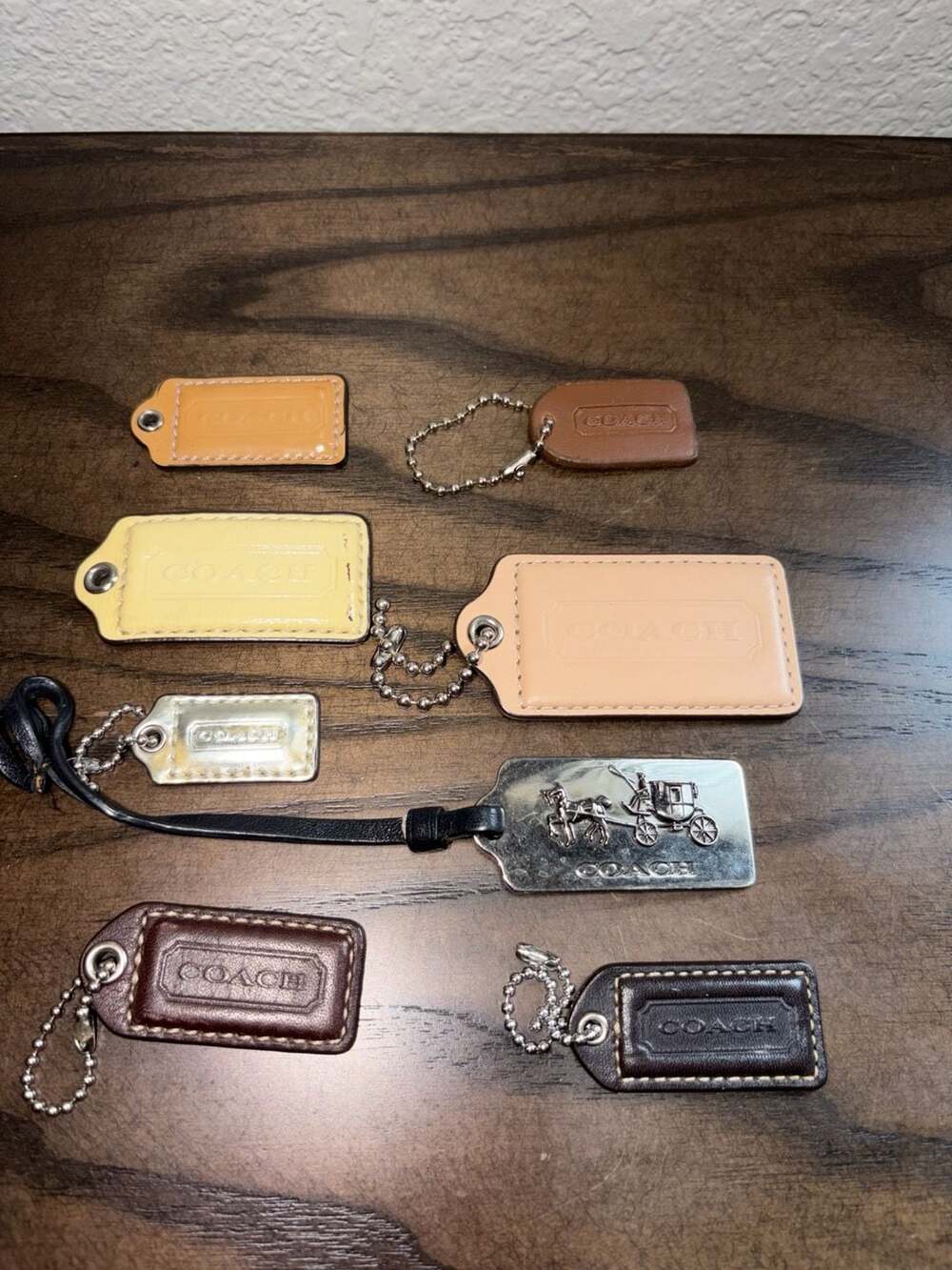 Lot of 7 Authentic Coach Handbag Leather and Metal Hang Tags